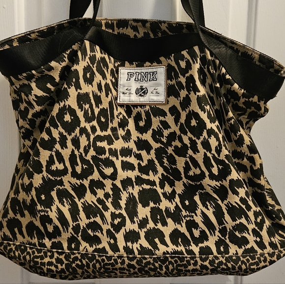 Vintage PINK by Victoria’s Secret Large Leopard Weekender Canvas Tote Bag - Picture 1 of 16